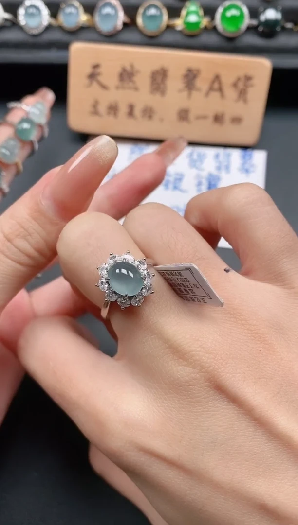 银S925镶嵌戒指翡翠111