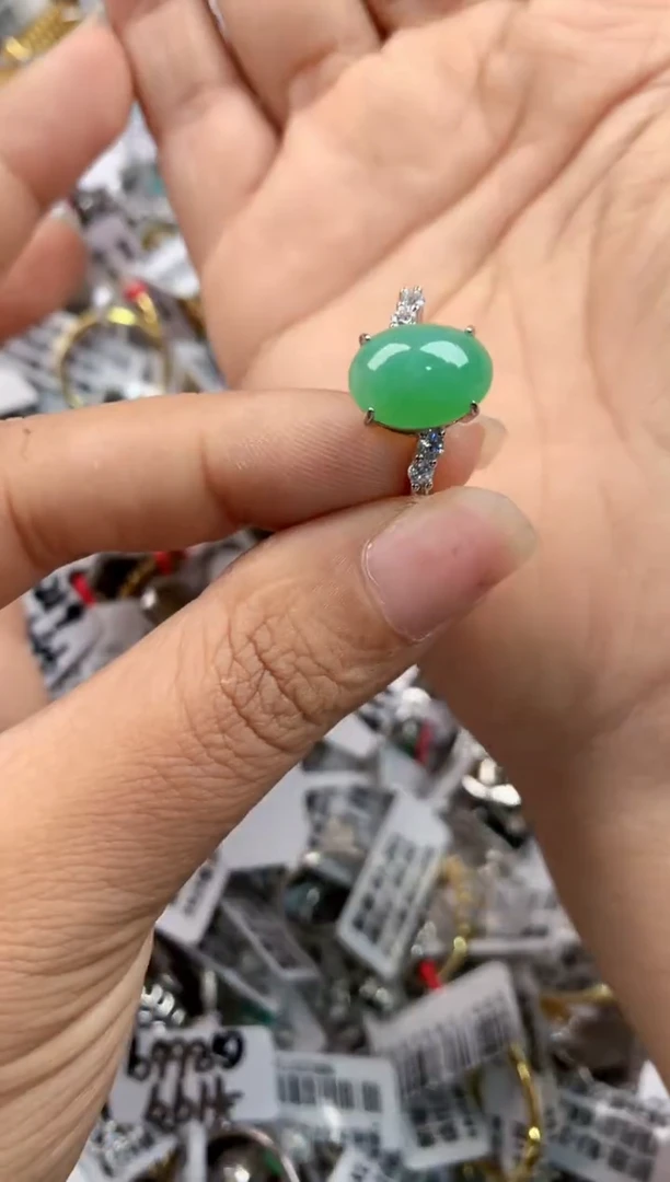 银S925镶嵌戒指翡翠333---6