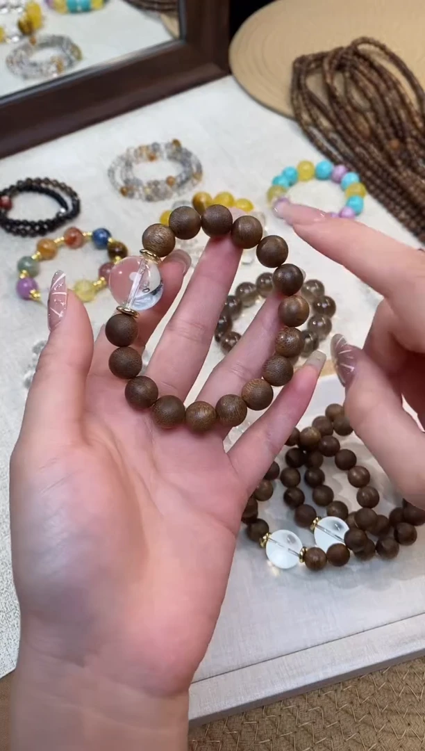 合金手链水晶《林间之语》白水晶奇楠沉香设计手串10-11多样性发一