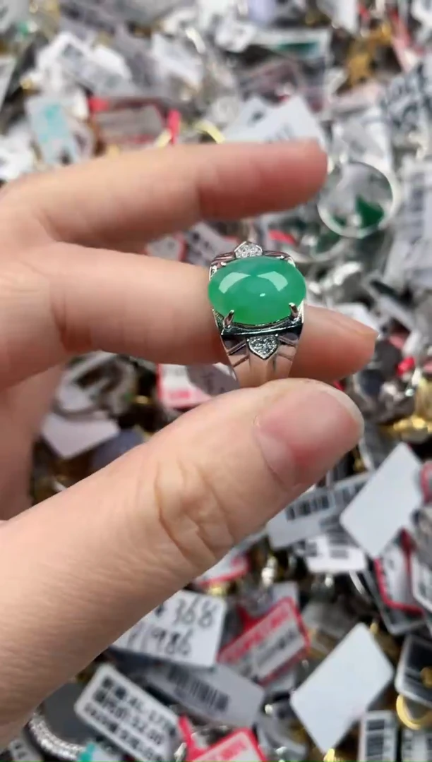 银S925镶嵌戒指翡翠131313----3