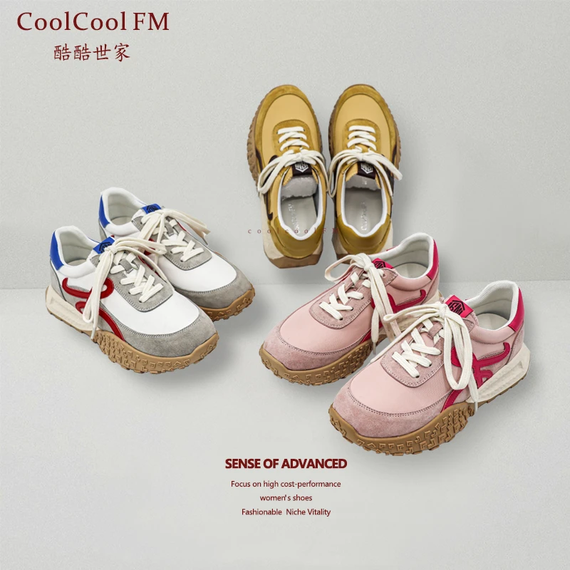 【酷酷世家】复古潮流增高厚底低帮春季新款真皮时尚百搭真皮阿甘鞋