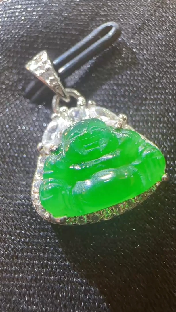 翡翠银S925镶嵌吊坠(不含链)天然A货翡翠多样性发一
