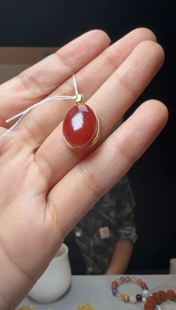 【闪购商品】南红玛瑙吊坠(不含链)银S925镶嵌约12*16mm南红大蛋面