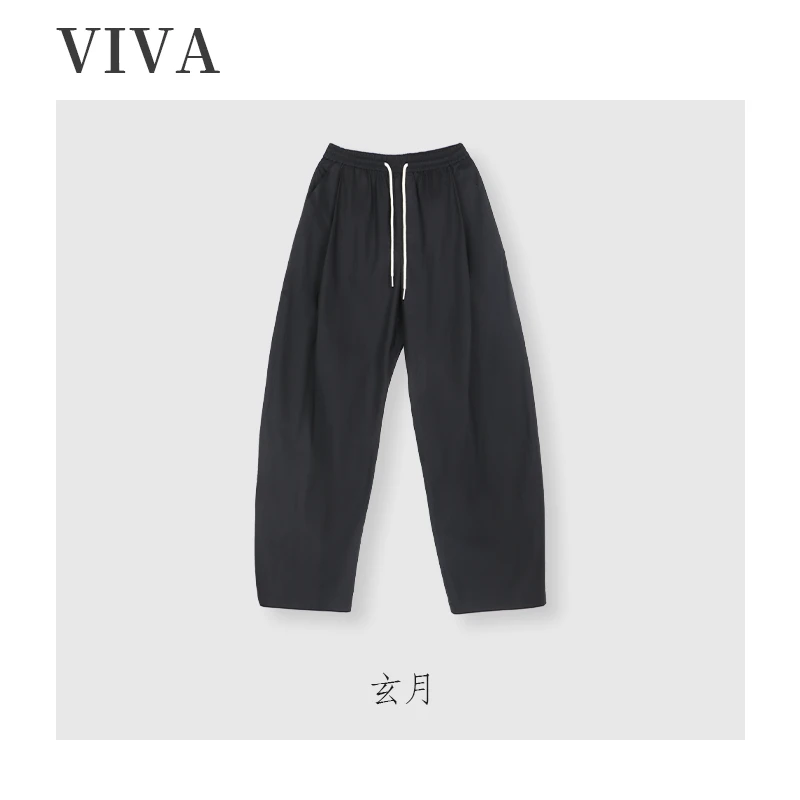 VIVA_玄月·宽松弯刀裤春夏季休闲垂坠感阔腿黑色长裤KC25001休闲