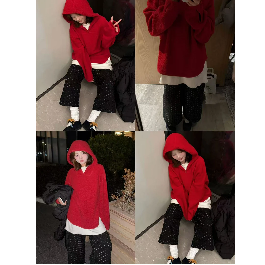 白白家-新款廓形摇粒绒卫衣连帽上衣#1210