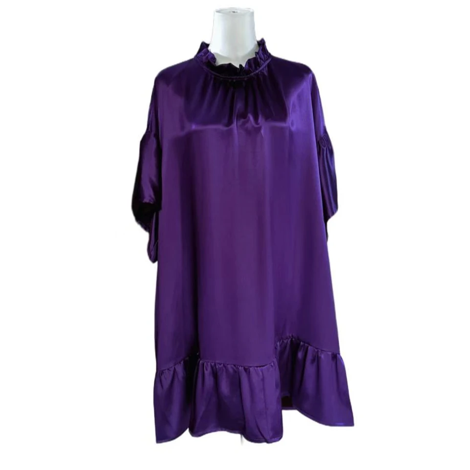 花苞领夏季常规短袖设计款连衣裙圆领泡泡袖西域风