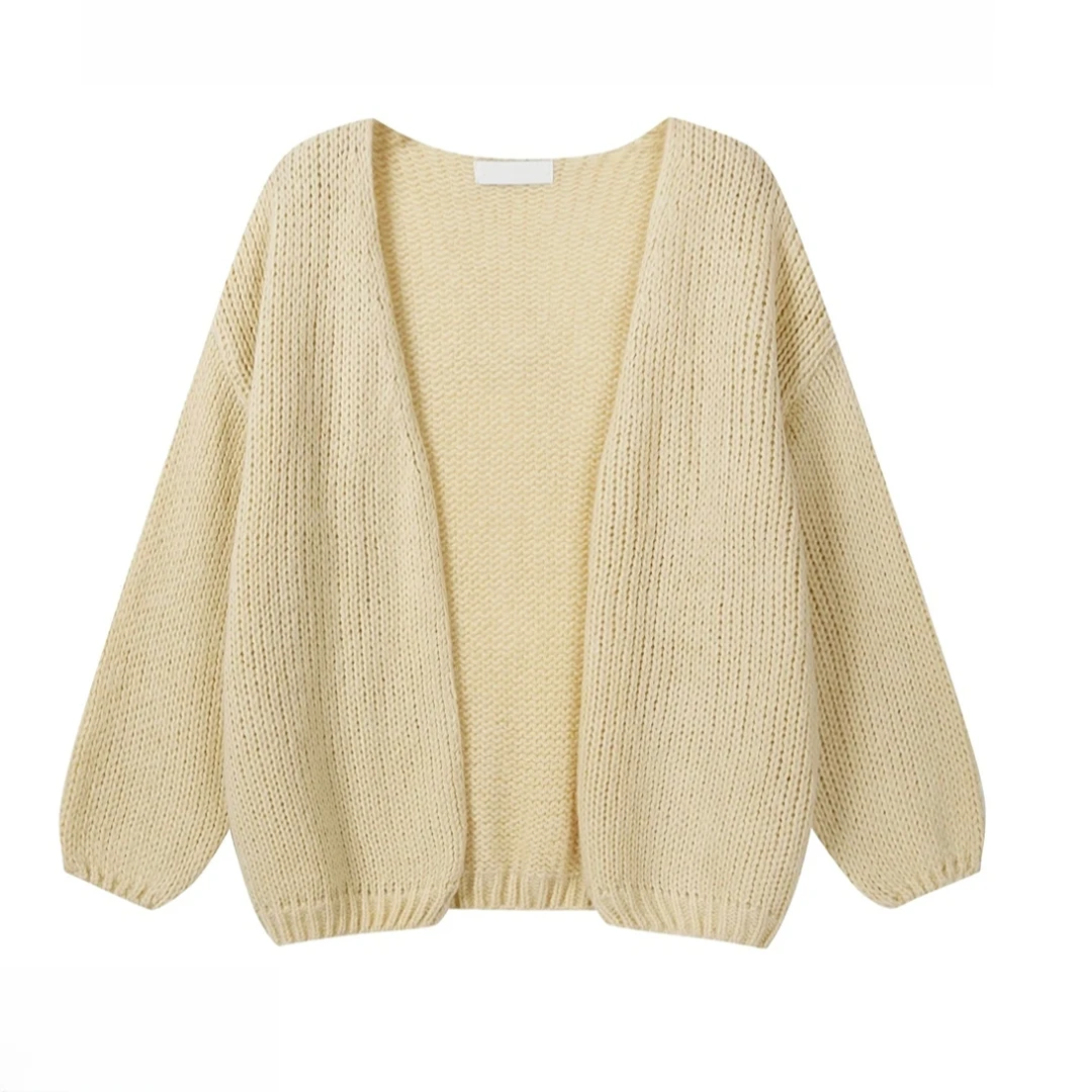 韩系灯笼袖针织毛衣开衫女2025新款氛围感宽松外套C6004