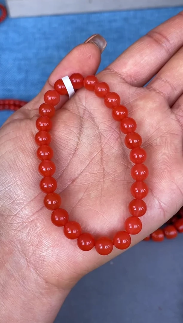 未镶嵌手串南红玛瑙金*N58保山料樱桃红单圈