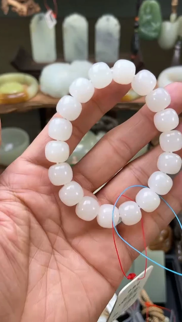 【闪购商品】和田玉手串未镶嵌且末天泰白玉老型多样性发一
