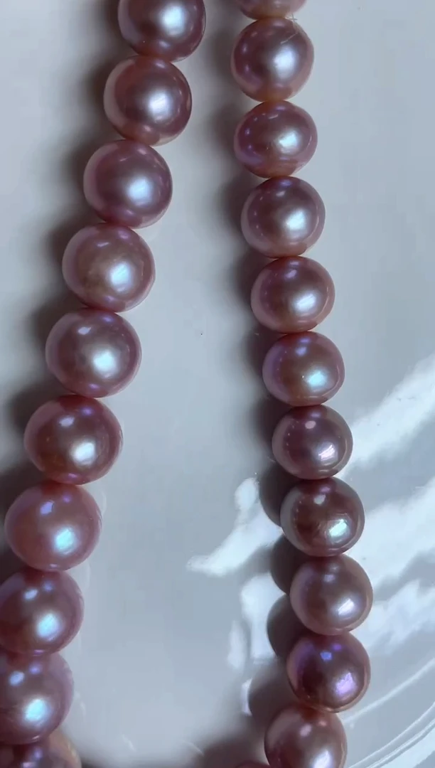 未镶嵌项链淡水珍珠799  11-13mm紫粉珠项链（多样性发一）