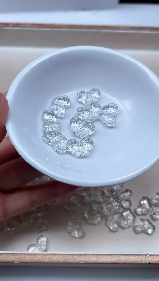 水晶珠宝半成品未镶嵌D904 白水晶 蝴蝶2个9.9元