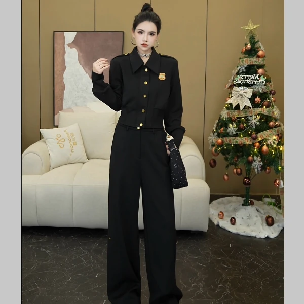 【YIXIU 绵涑】短款上衣长袖女常规休闲运动短外套宽松套装