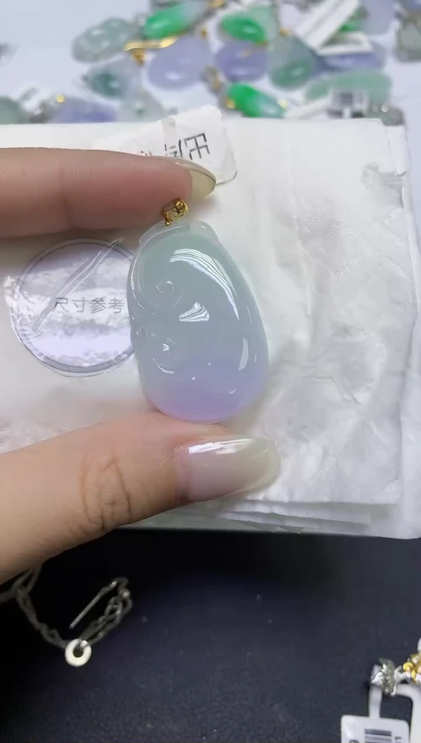 颈饰18K金镶嵌翡翠天然缅甸翡翠A货百元以上9元证书费自理