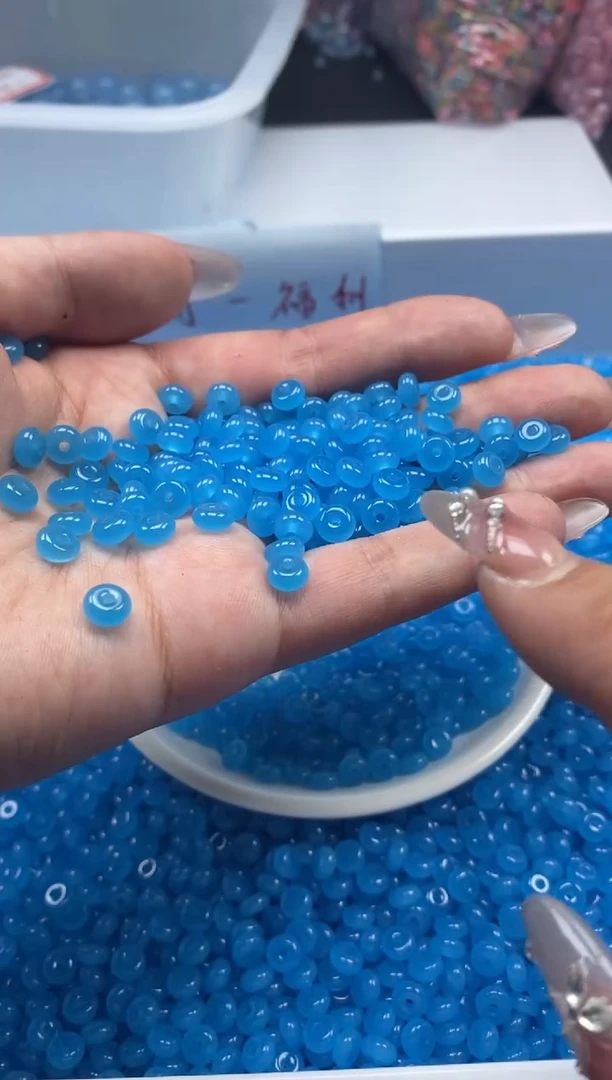 玛瑙/玉髓颈饰未镶嵌w1833海蓝宝算盘6*3mm*50颗