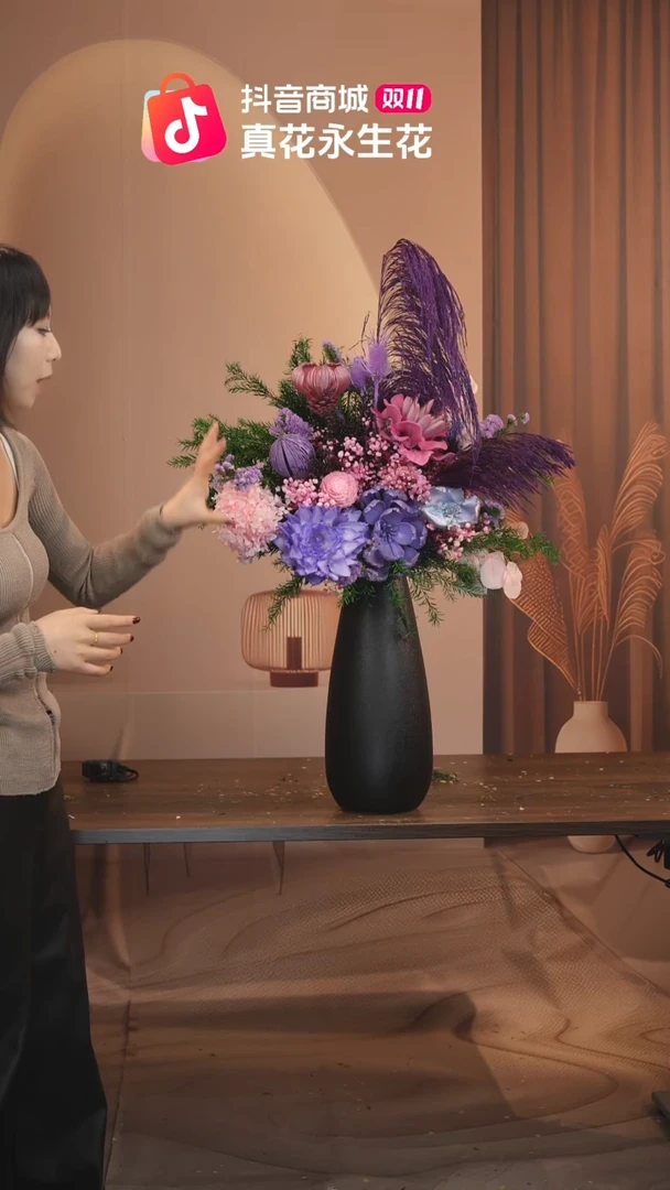 木图片款式：花+花瓶一整套