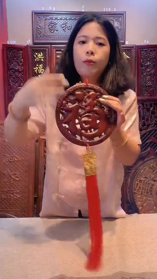 香樟木木雕款20公分康熙大福