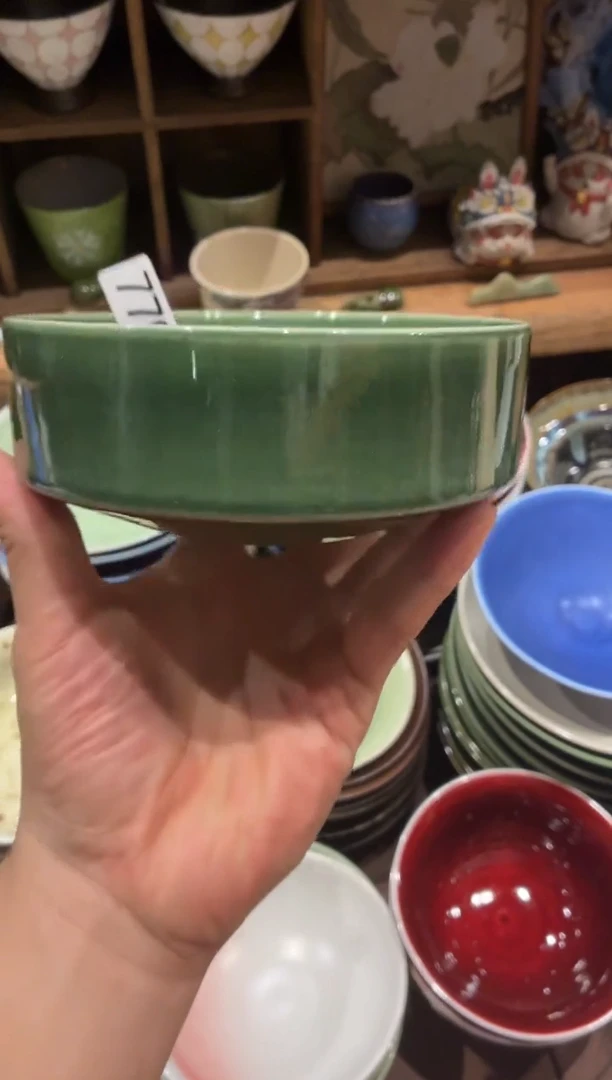 瓷片河*779绿色直身碗1个