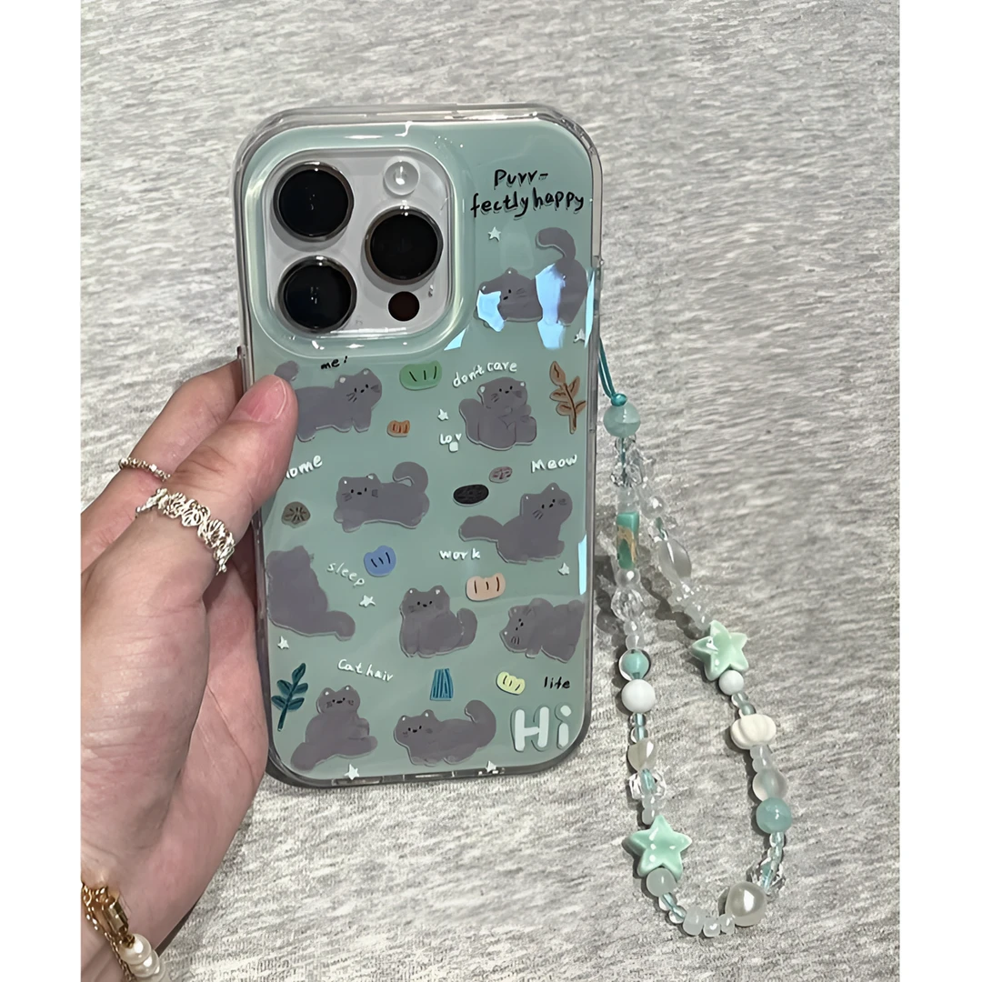 满屏小灰猫适用苹果16promax女款壳VIVO华为OPPO小米15一加手机壳