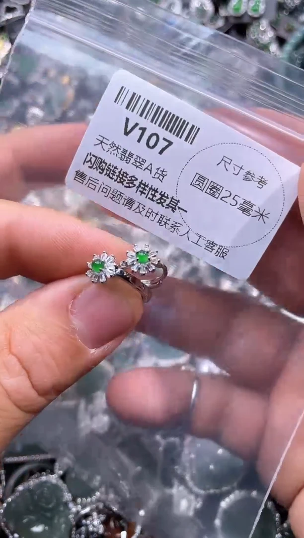 【闪购商品】翡翠颈饰未镶嵌V107耳扣
