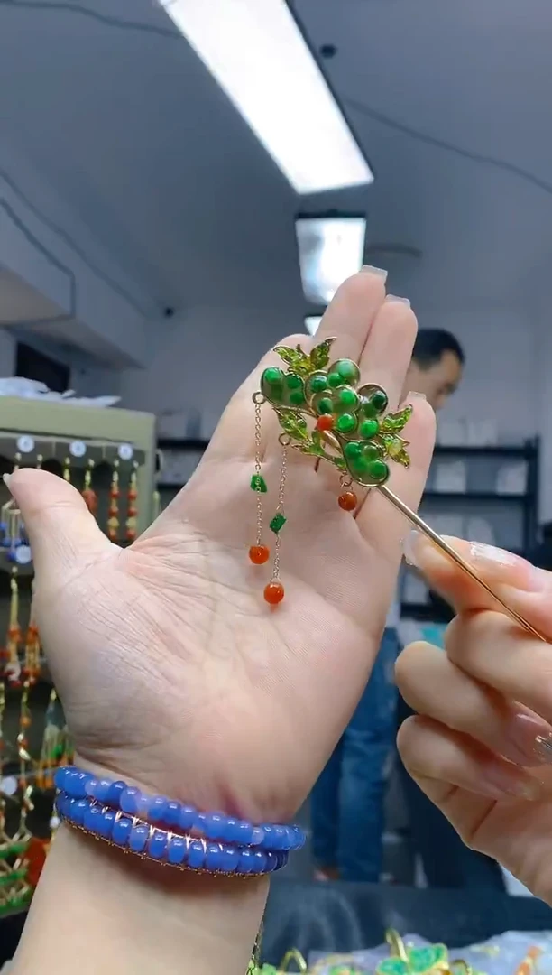 【闪购商品】翡翠耳饰合金215翡翠发簪