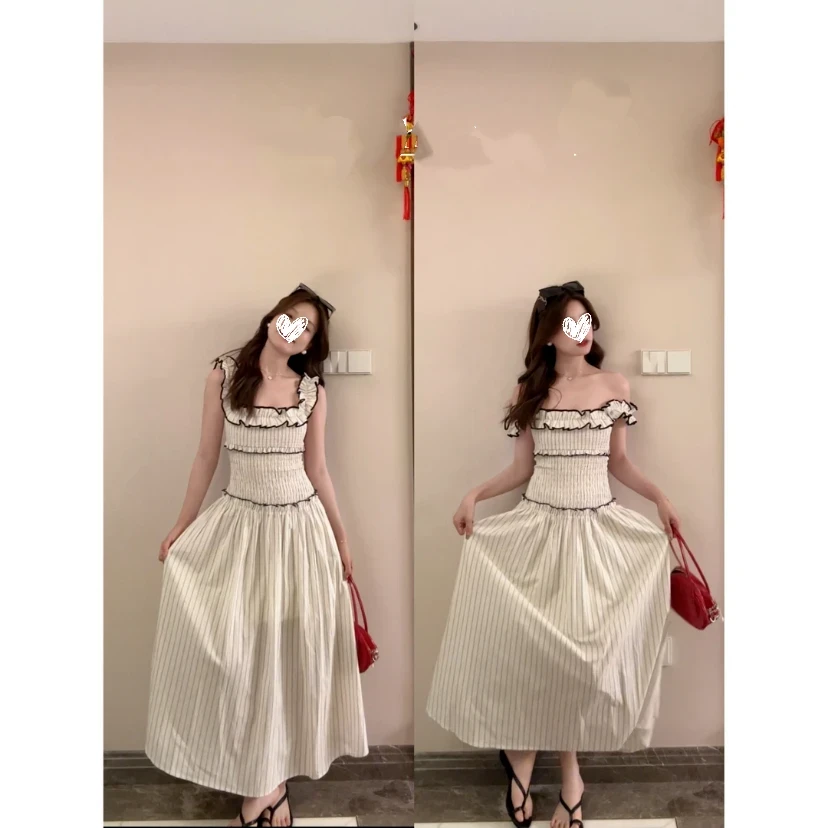 2025夏季新款时尚高级感休闲修身长款透气ins韩版连衣裙女1303