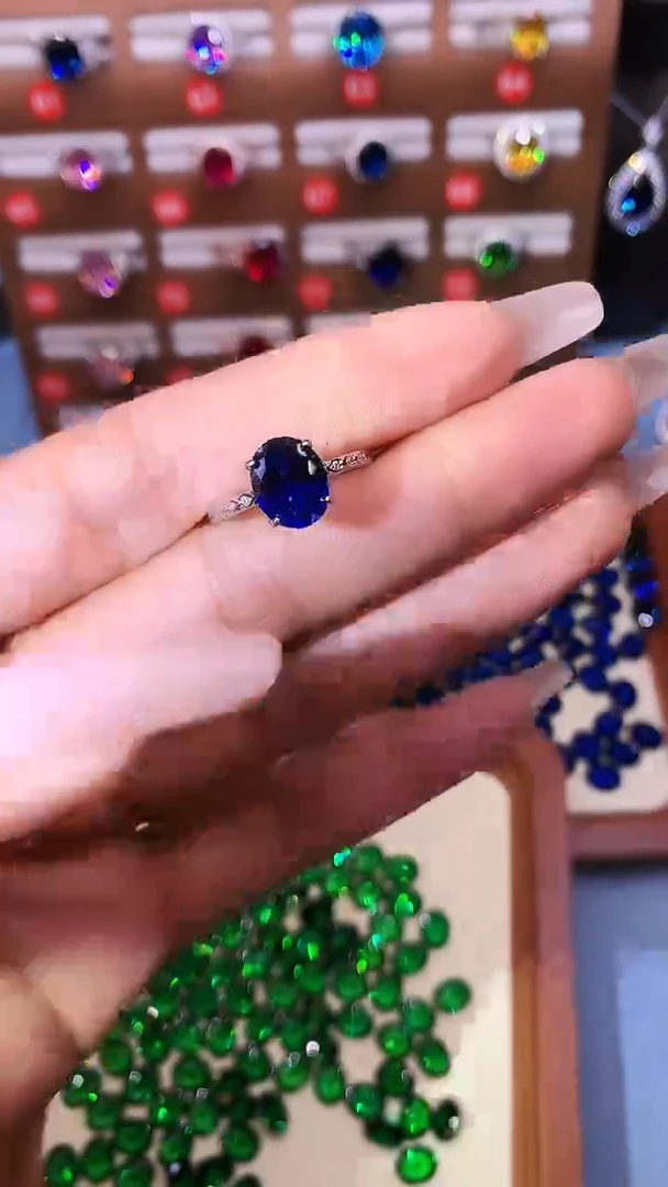 戒指蓝宝石银S925镶嵌.......