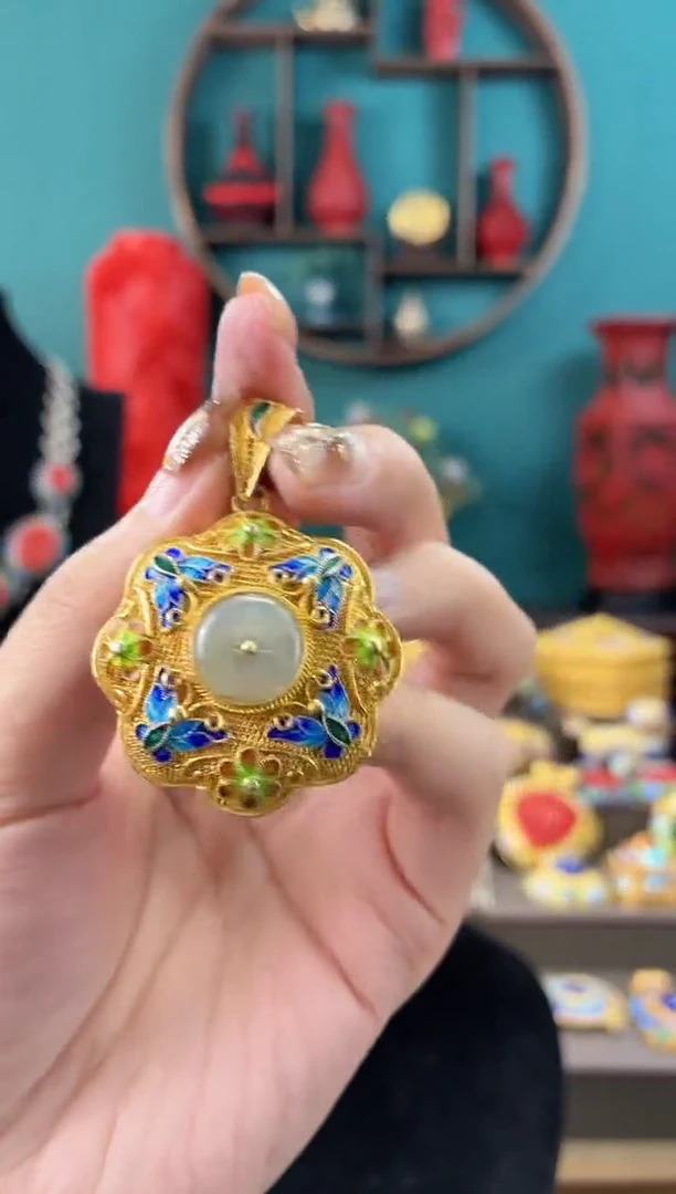 y*j非遗手工花丝镶嵌吊坠