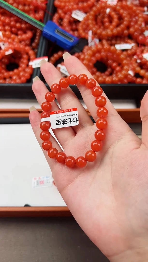 【闪购商品】南红玛瑙手串未镶嵌滴水洞亮光9+一条