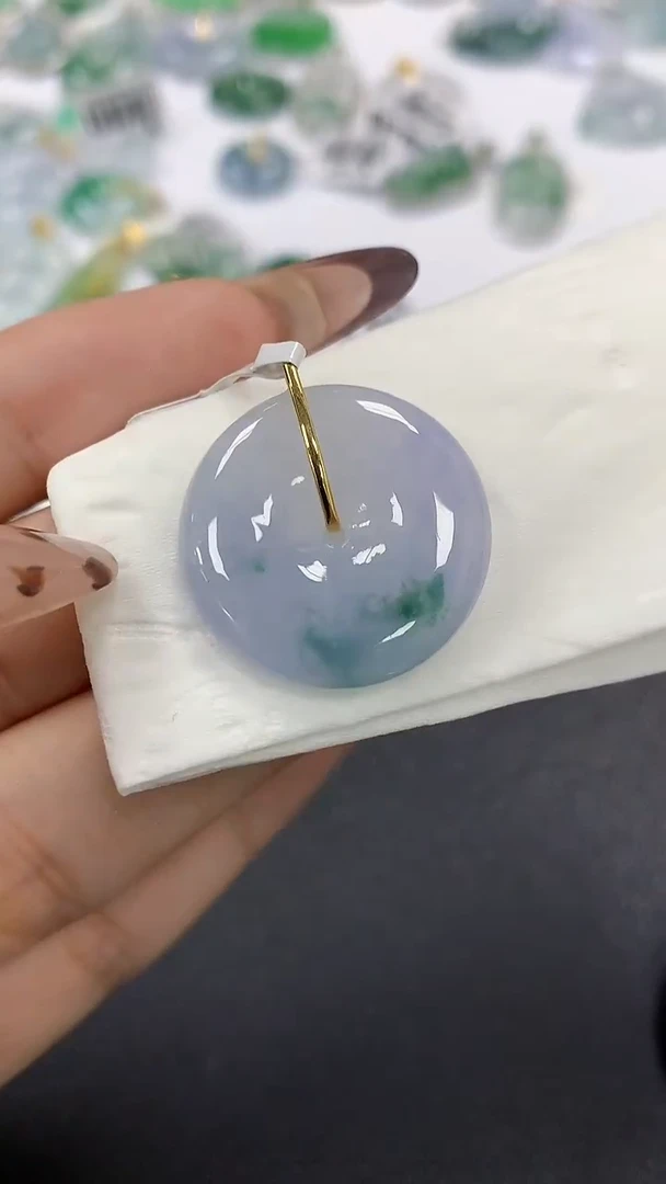 颈饰18K金镶嵌翡翠a货假一赔三支持复检百元上9元证书费自理