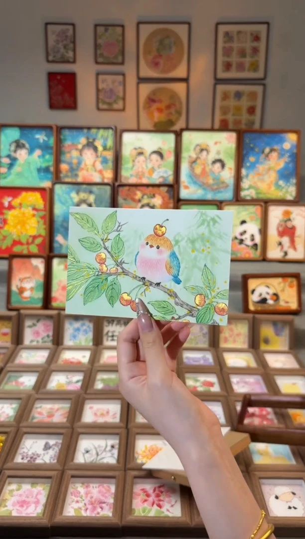 国画洛*应有尽有 手绘国画6寸画芯