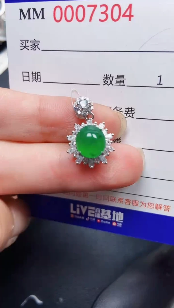 翡翠银S925镶嵌颈饰7304