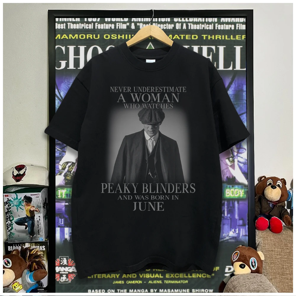 剃刀党汤米谢尔比纯棉圆领纯棉圆领夏季半袖宽松潮流印花暗黑