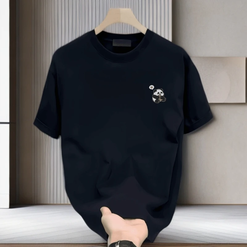 仓石一树男士短袖T恤夏季2025新款ins潮牌熊猫印花轻奢痞帅男装