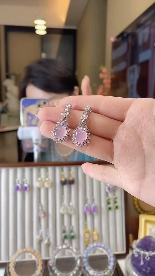 玛瑙/玉髓耳钉未镶嵌59.9 粉色耳饰