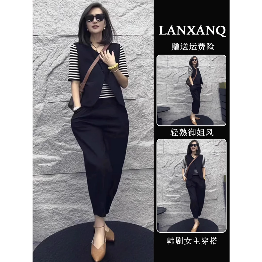 2025年夏装搭配一整套干练气质小香风盐系轻熟高级感三件套装女装