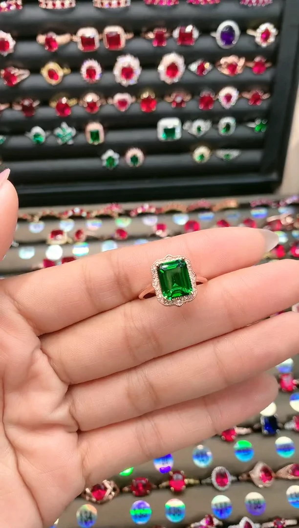 【闪购商品】透辉石戒指银S925镶嵌810玫瑰金