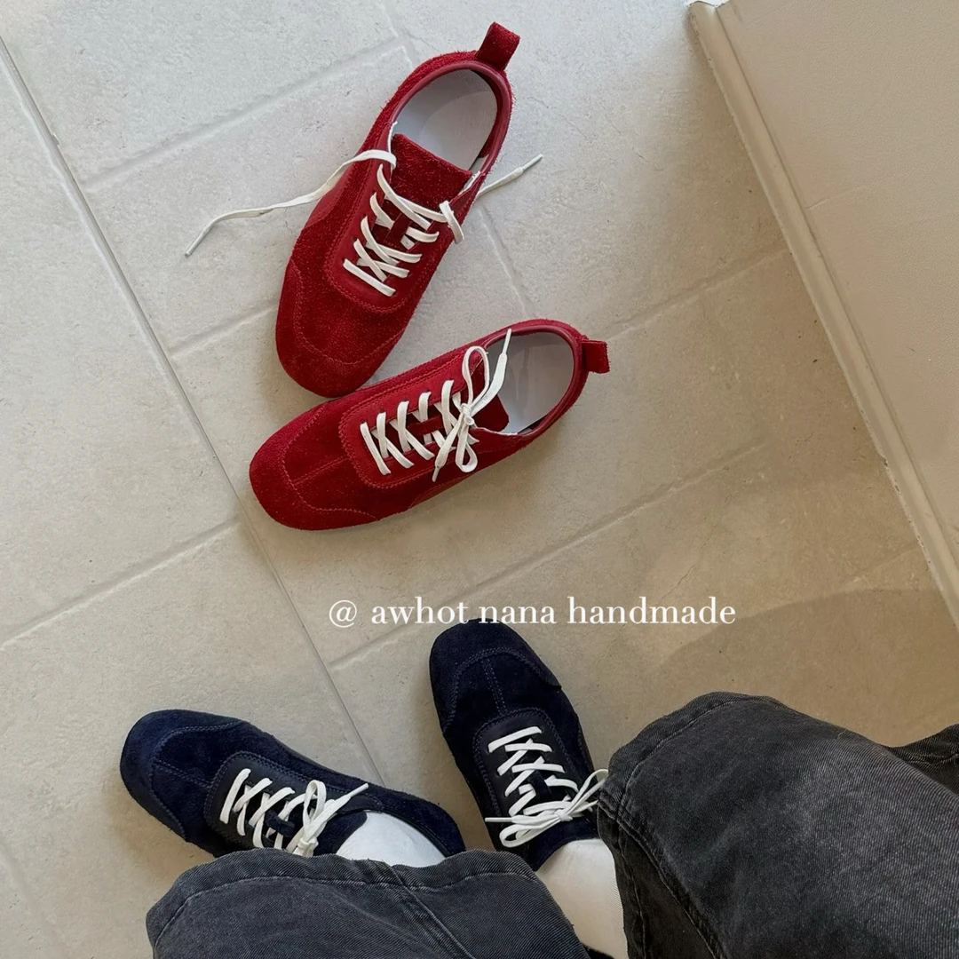 慵懒！街头系列~平底舒适休闲运动板鞋女真皮德训鞋韩版小 鞋25180