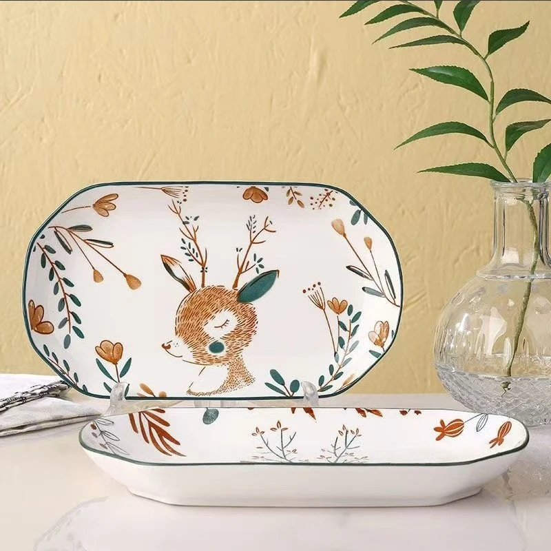 盘子两个 椭圆盘随机发 JX