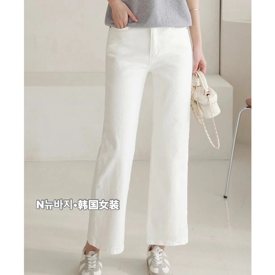 韩国女装《N 뉴바지》舒适百搭白色系牛仔裤/NO 退