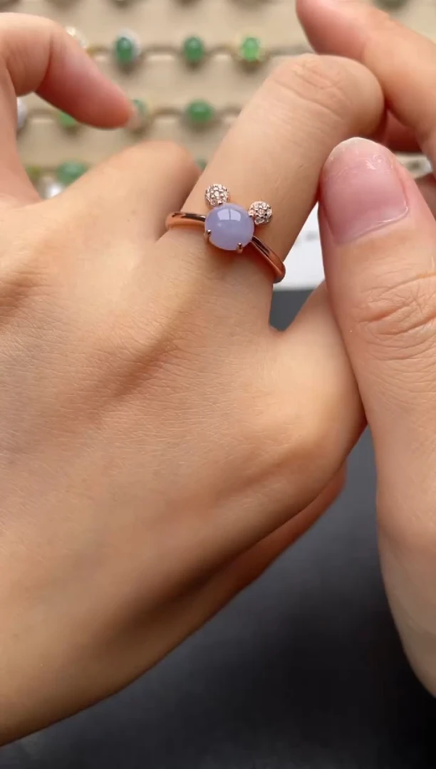 银S925镶嵌戒指翡翠一物一证一礼盒