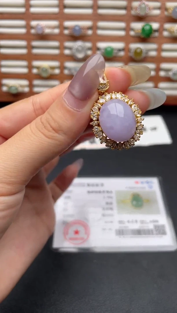翡翠银S925镶嵌吊坠(赠链)一物一证一礼盒