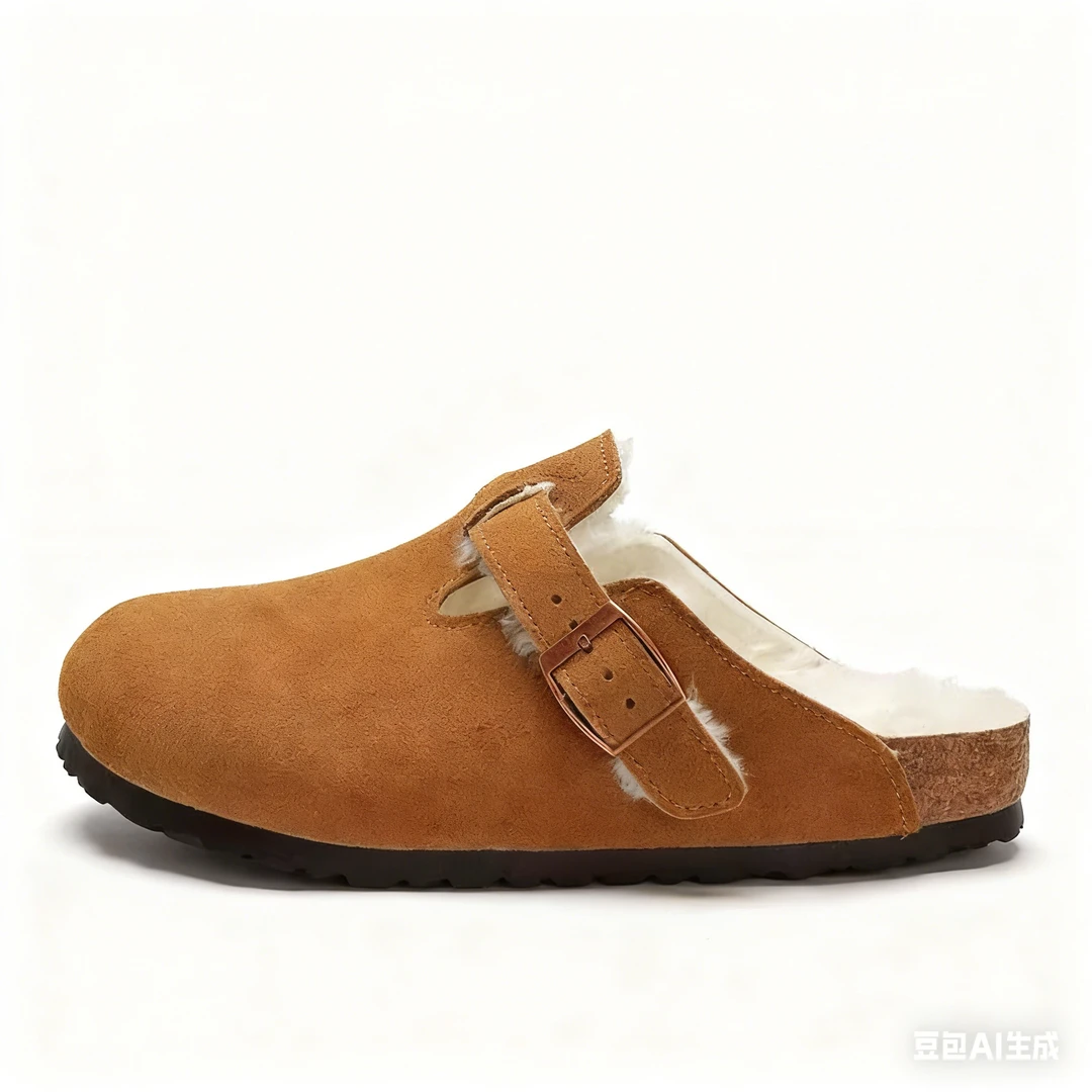 【大老板专属】冬季羊毛半包博肯包头拖鞋女复古软木懒人毛毛拖