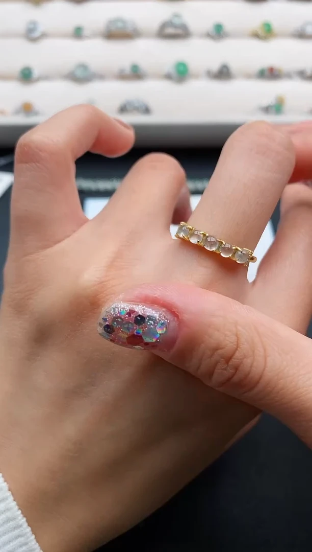 银S925镶嵌戒指翡翠6666666+9