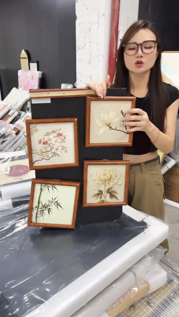 竖款梅兰竹菊  20*20  4副