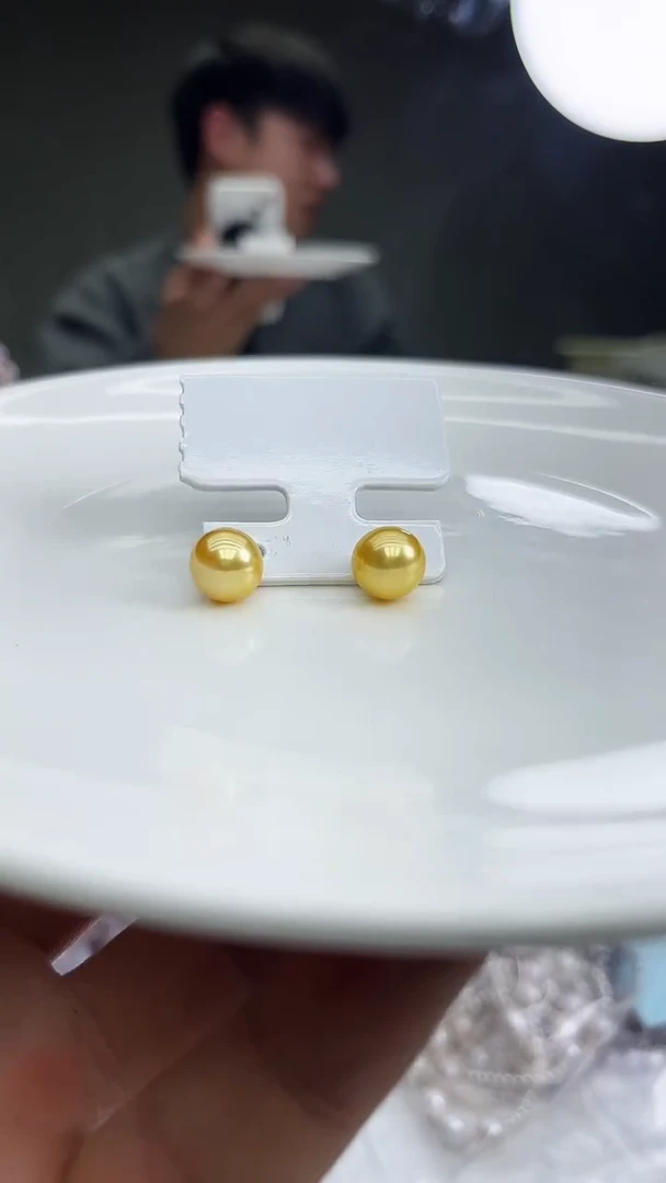 未镶嵌耳饰淡水珍珠黄色系耳饰