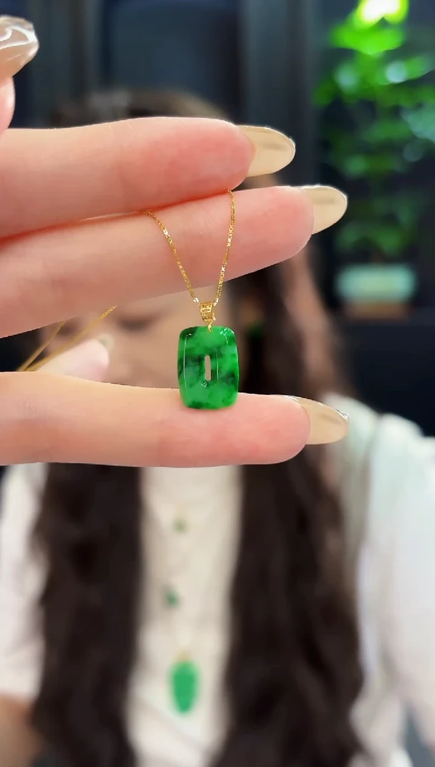 翡翠18K金镶嵌吊坠(不含链)爱*猫 缅料A货/支持复检/一件