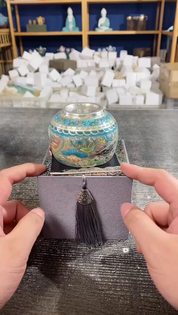 【闪购商品】其他周鸿杰鱼藻纹鎏银罗汉杯礼盒装