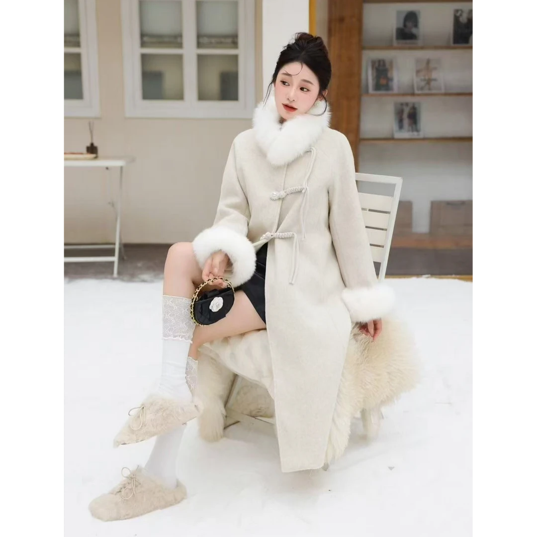 【整月保价~】含羊毛不挑身材小土豆减龄国风狐狸毛羽绒服大衣~