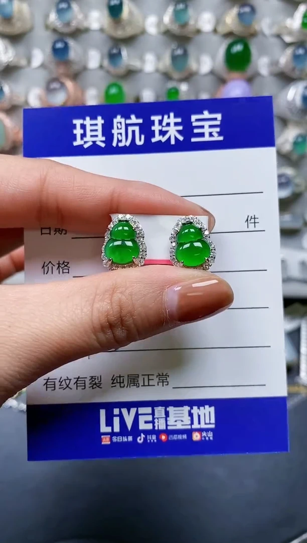 【闪购商品】翡翠耳饰银S925镶嵌0105