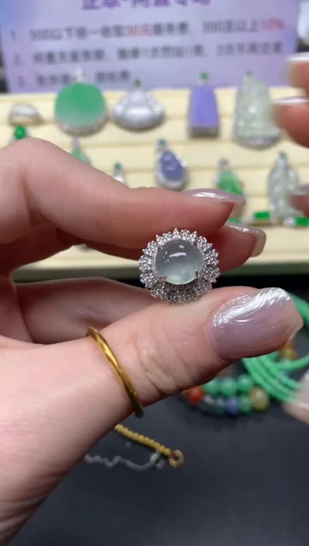 【闪购商品】翡翠戒指18K金镶嵌戒指|7800+780
